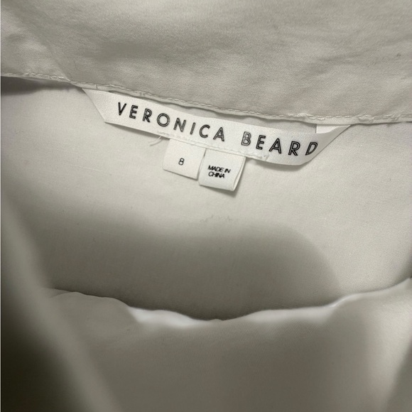 Veronica Beard White Cotton Mock Neck Fauri Button-Trim Long Sleeve Top Sz 8 - Picture 7 of 10